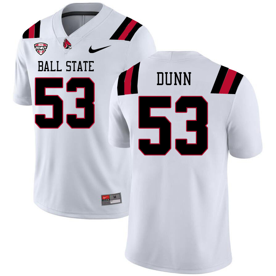 Ball State Cardinals #53 Tucker Dunn College Football Jerseys Stitched Sale-White